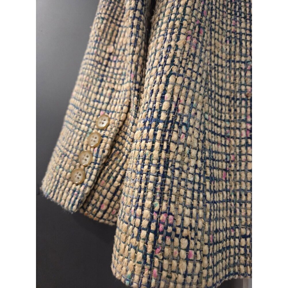 Barrie Pace Silk Tweed Blazer Women’s Size 12 Fits 8/10 Woven Jacket Made USA - Picture 4 of 13